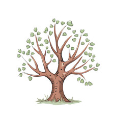 Illustration of a Tree Isolated on Transparent Background. Heart-Shaped Leaf Tree PNG. Tree PNG.