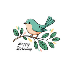 Fototapeta premium Cheerful Birthday Bird Illustration Isolated on Transparent Background. Cute Bird Wishing Happy Birthday PNG.