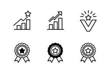 Growth chart success award ranking vector icons set