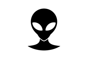 Black alien head silhouette vector illustration