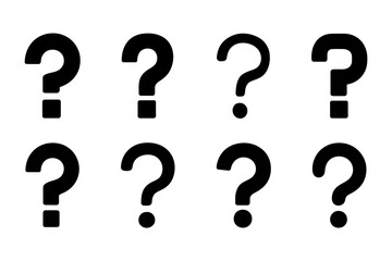 Question mark icons in black and white design
