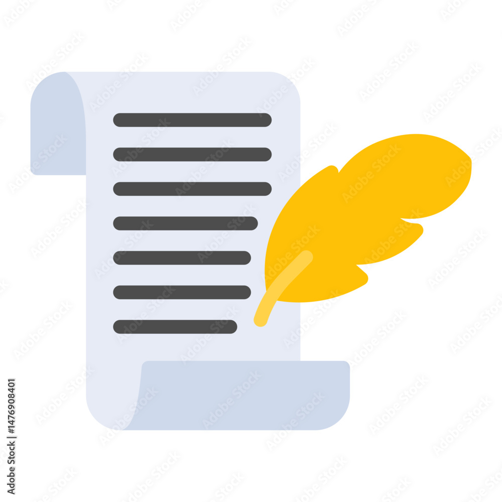 Poster scroll and quill icon vector image. can be used for press freedom day.