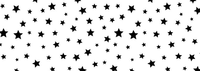 Black stars confetti background vector illustration. Stylish scattered starry elements pattern isolated on White Background.
