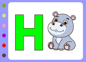 Cute little hippo cartoon illustration.  cartoon hippo vector illustration