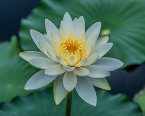 Close-up of a pristine white lotus flower.