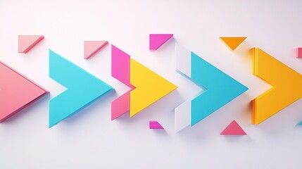 Abstract geometric shapes and arrows symbolizing business strategy and direction on a clean white background.
