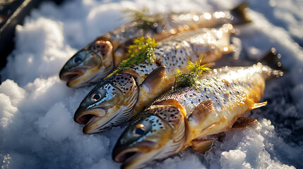  Cooking fish freshly caught during ice fishing on a trip to Alaska (3)
