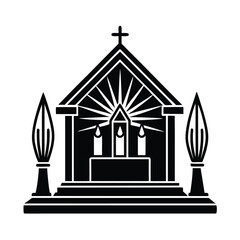 silhouette of church