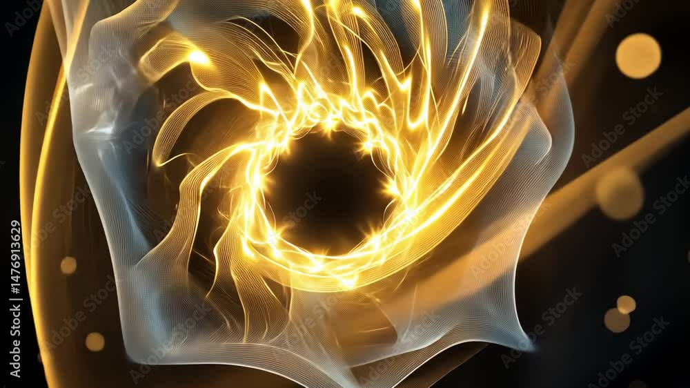 Aufkleber abstract digital light vortex with glowing swirl and futuristic patterns.
