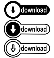 download icon, download button, flat style pictogram icon for ui or ux mobile app, vector illustration logo symbol design, isolated on white