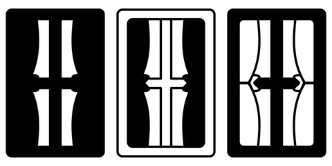 window icon with curtains, flat style pictogram icon for ui or ux mobile app, vector illustration logo symbol design, isolated on white