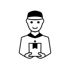 courier icon, package delivery, flat style pictogram icon for ui or ux mobile app, vector illustration logo symbol design, isolated on white