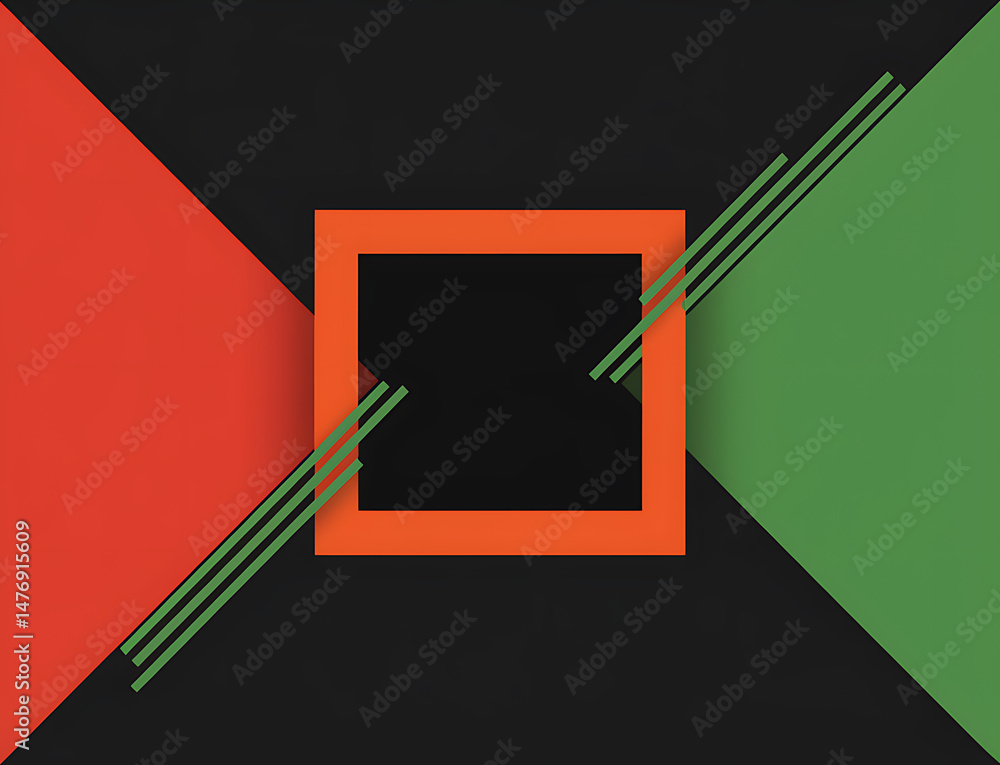 Poster abstract geometric design interlocking shapes and arrows. abstract geometric frame design. blank des