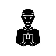 courier icon, package delivery, flat style pictogram icon for ui or ux mobile app, vector illustration logo symbol design, isolated on white