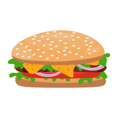 Cartoon tasty burger isolated illustration