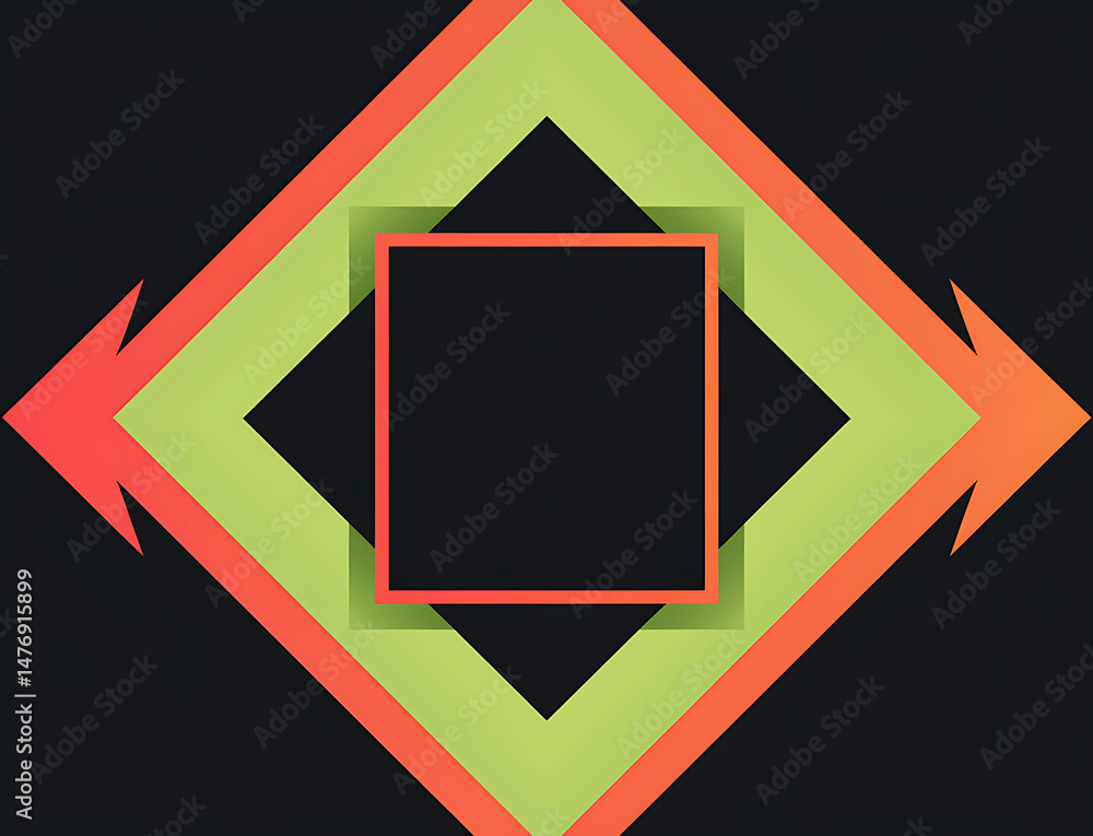 Poster abstract geometric design interlocking shapes and arrows. abstract geometric frame design. blank des