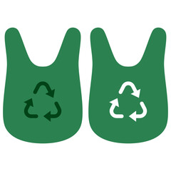 plastic bag with recycle arrows sign, simple flat style, logo sign symbol vector illustration pictogram, isolated on white for mobile app