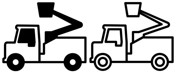 Naklejka premium aerial work portal truck icon, flat style pictogram icon for ui or ux mobile app, vector illustration logo symbol design, isolated on white