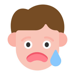 Cry icon vector image. Can be used for Human Emotions.