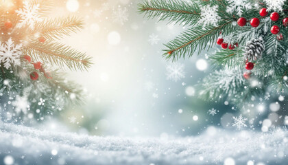 Obraz premium Christmas background card with copy space. Generated by AI.