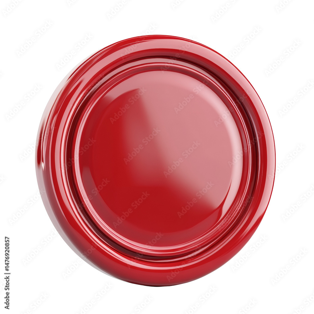 Poster Crimson concentric circles with a glossy finish and a subtle light reflection, isolated against a transparent setting