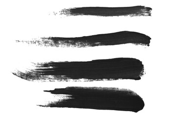 Set of black smears or lines on an empty background.