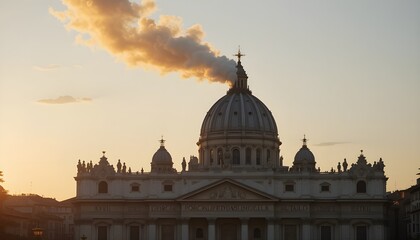 When a new pope is elected during the papal conclave, white smoke rises from the chapel chimney around sunset.