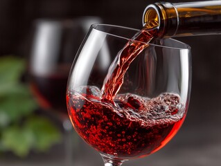 Pouring red wine into glass
