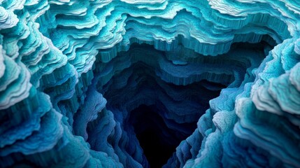 Abstract Geometric Design with Gradient Blue Fractal Structure Digital Art Rendering and Modern Pattern Background