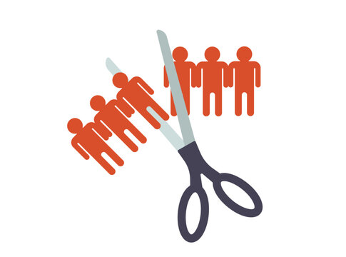 Paper team is cut scissors, unity broken conceptual illustration