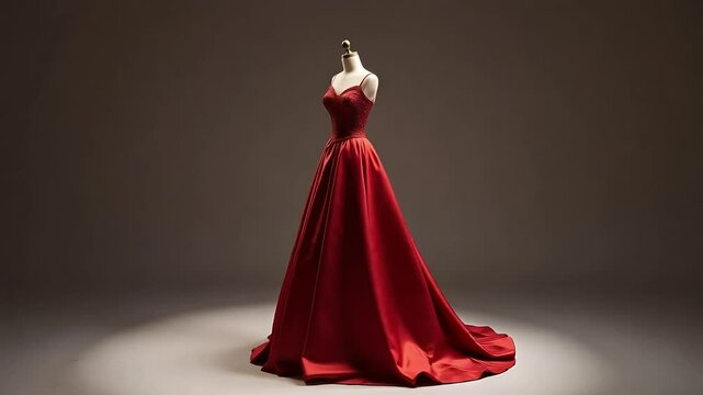 Shop elegant red ball gown evening dress with lace bodice and flowing skirt for special occasions