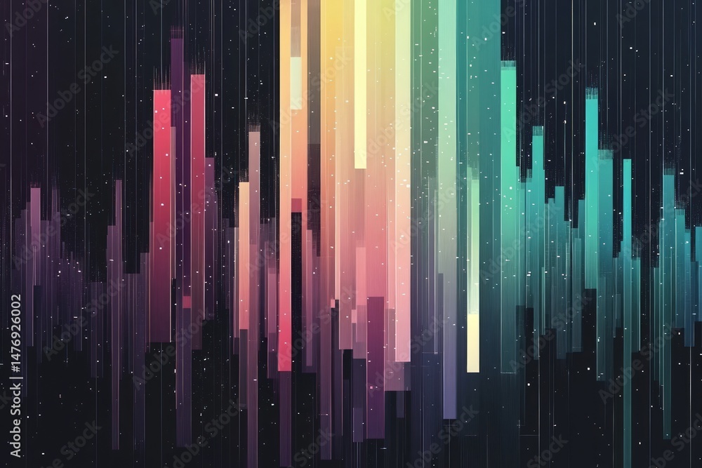 Fototapete abstract rectangular spectrum art on dark background a vibrant display of colorful geometric shapes 