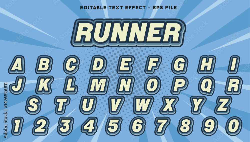 Poster runner text effect. editable font style with modern style
