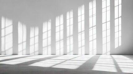 Fototapeta premium Empty interior space with dramatic shadows and light.