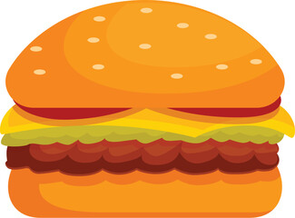 Delicious burger with cheese, lettuce, tomato and sesame bun is waiting to be eaten