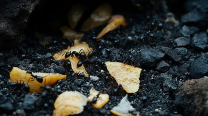 Ants feasting on scraps