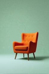Stylish orange armchair with a buttoned back, perfect for a modern and comfortable living space.