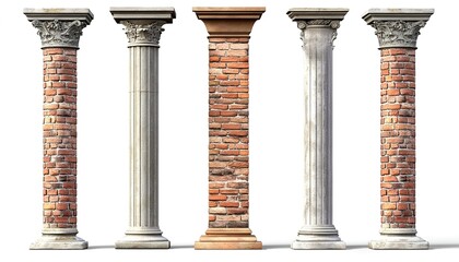 Several roman-style pillars, two brick pillars, three stone pillars, the top is decorated with exquisite carvings.