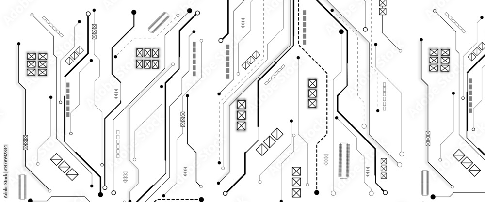 Aufkleber Vector abstract technology on white background, Abstract technology circuit diagram on white background.