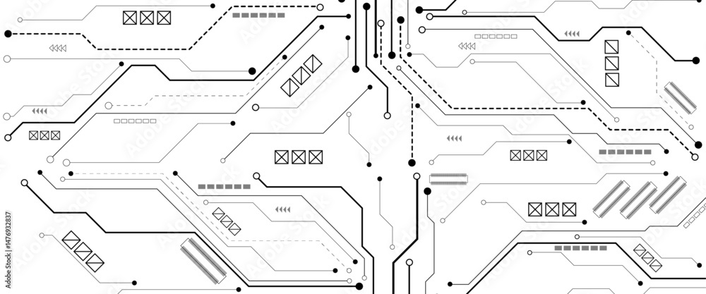 Aufkleber Vector abstract technology on white background, Abstract technology circuit diagram on white background.