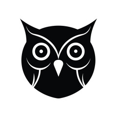 Silhouette art illustration of an owl face.eps