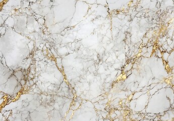 Obraz premium White marble texture with black veins and gold lines.