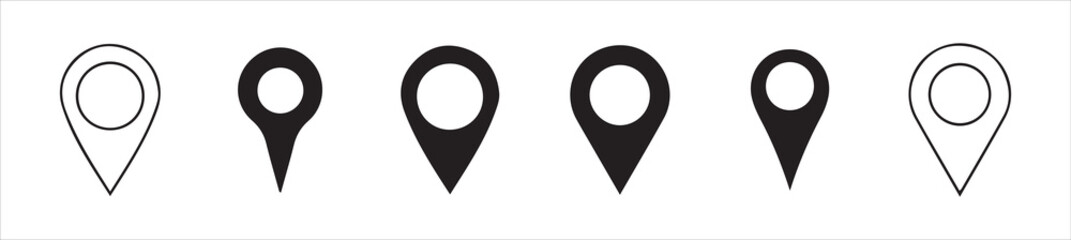 Map pin icon. location pin place marker. Location icon. Map marker pointer icon set. GPS location symbol collection. Victor illustration Eps 10.