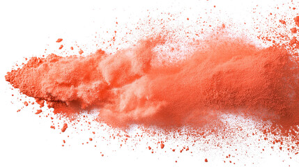 vibrant explosion of orange powder  isolated on white background