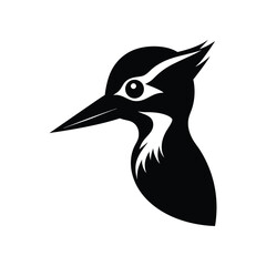 Silhouette art illustration of a woodpecker face.eps