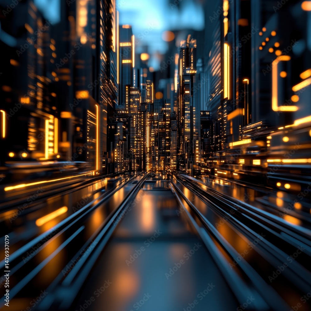 Poster a cinematic speed motion loop presents a futuristic industrial platform with seamless design, captu 