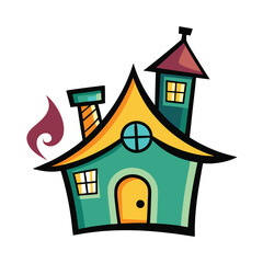 Whimsical Cartoon House Illustration