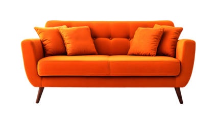 Modern Orange Sofa for Interior Design on White Background
