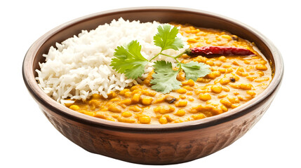 Exquisite Basmati Rice and Dal Curry Meal on White Background for Culinary Creations