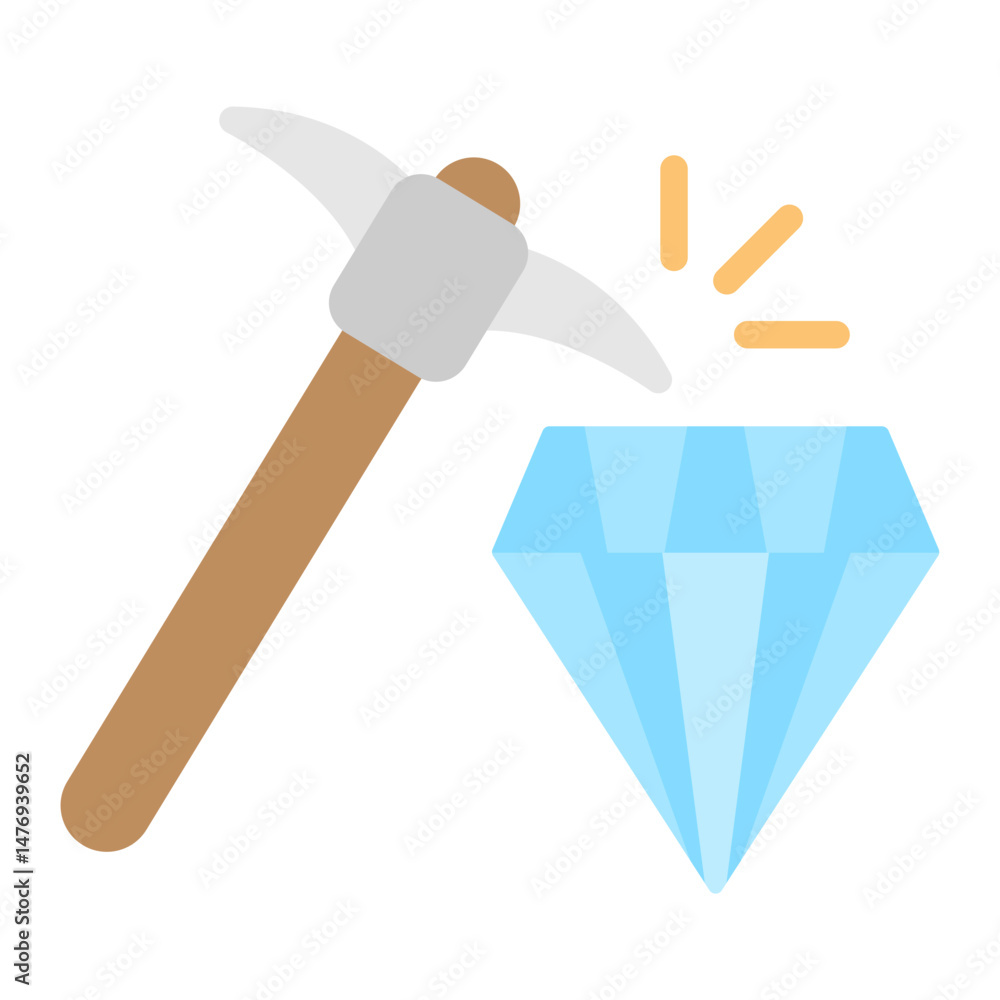Poster diamond pickaxe icon vector image. can be used for mining and crafting.